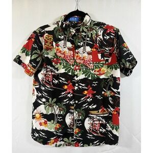 SSLR Boys Collection shirt size youth L santa tropical christmas hawaiian